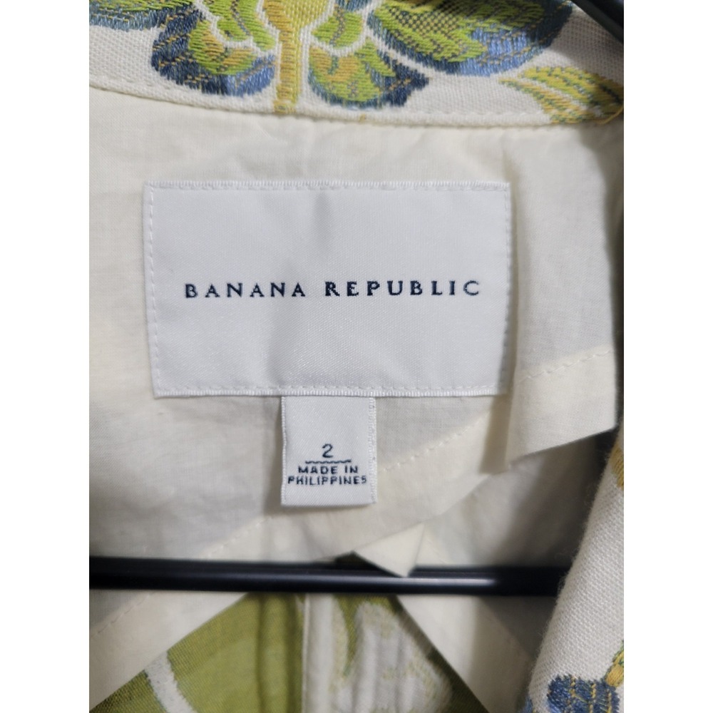 Banana Republic Floral Embroidered Linen Blend Tailored Blazer Jacket Womens 2 - Picture 4 of 14